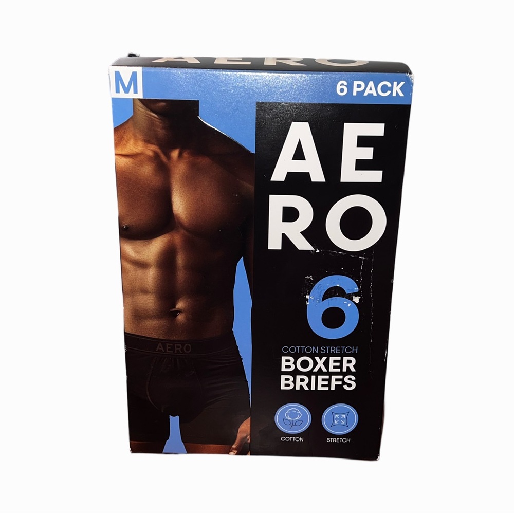 Aeropostale’s 60% Cotton 35% Polyester 5% Spandex Boxer Briefs - 6 Pack Black